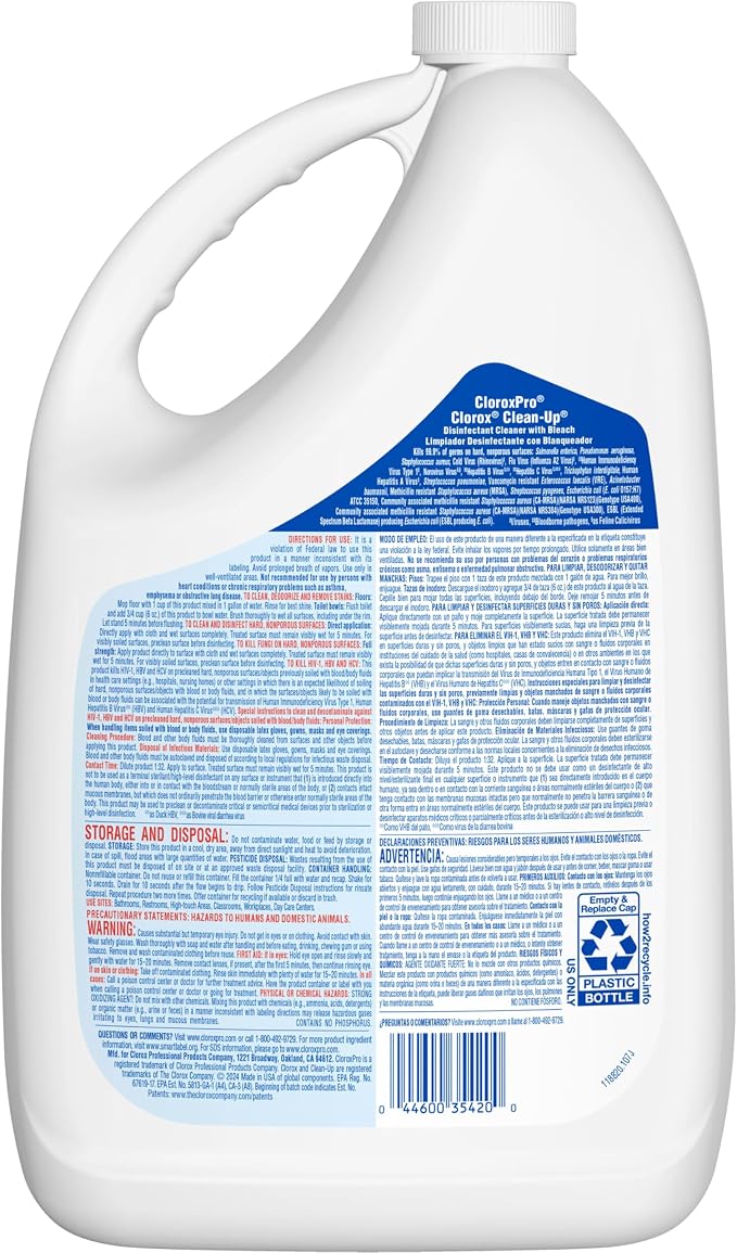 CloroxPro Clorox Clean-Up Disinfectant Cleaner with Bleach Refill, 128 Ounces (Package May Vary)