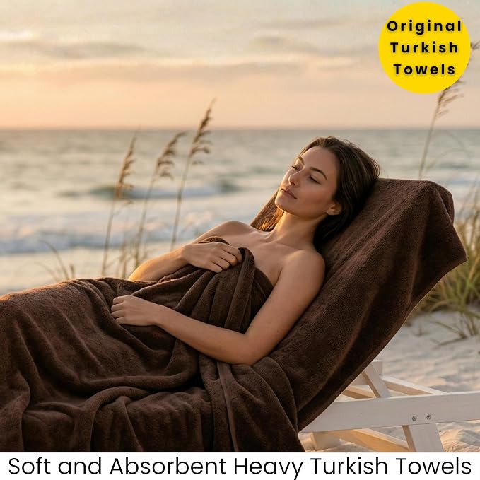 SALBAKOS 2-Piece 100% Turkish Cotton Bath Towels, X-Large 35x70, Chocolate | Oversized Bath Sheet Towel for Bathroom & Beach, Thick, Super Soft, Highly Absorbent, Premium Hotel Quality, Made in Turkey