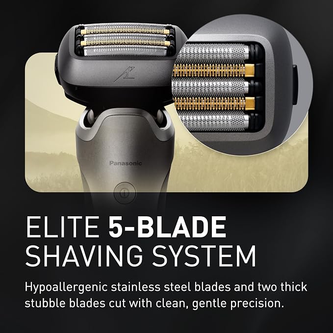 Panasonic ARC5 PRO Electric Razor for Men, Wet/Dry 5-Blade Foil Shaver for Thick Beard & Stubble, 20D Flexible Head, Pop-Up Trimmer with Automatic Cleaning + Charge System – ES-L580WS