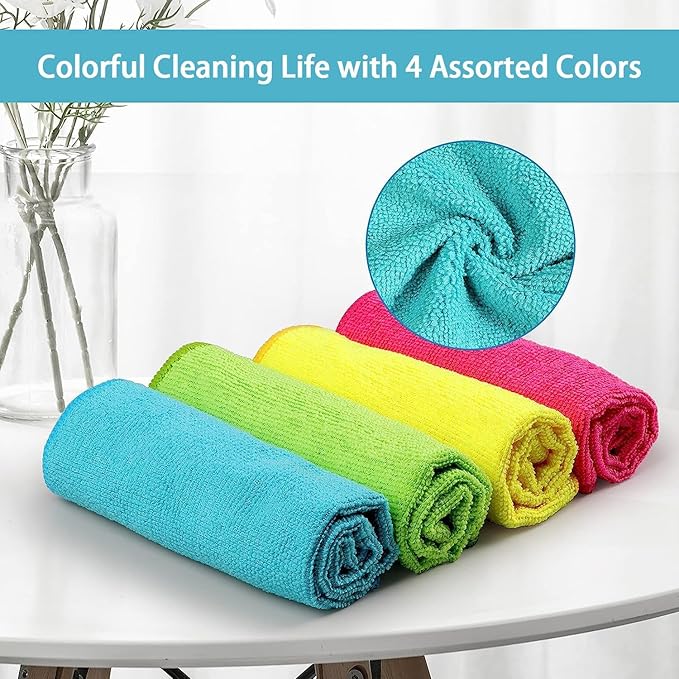 HOMEXCEL Microfiber Cleaning Cloth, 400 Pack Cleaning Towels for Kitchen, Lint Free, Scratch-Free, Highly Absorbent, and Reusable Cleaning Rags for House, Window and Glass, Cars, 11.5 X11.5 inch