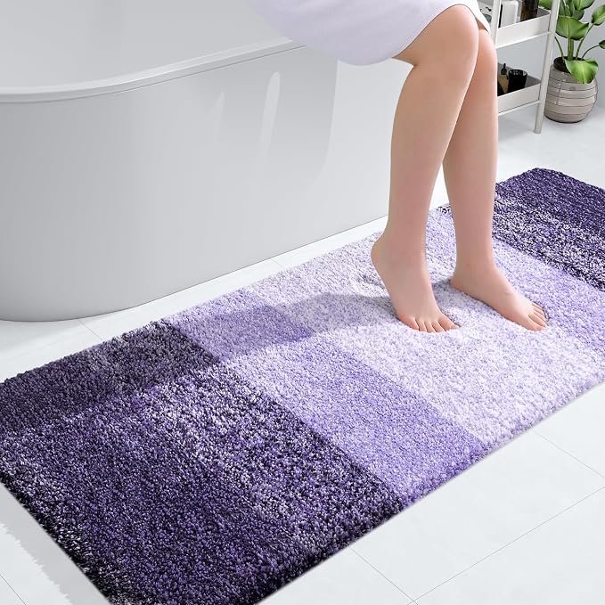 OLANLY Large Bathroom Rugs Mat 54x24, Extra Soft Absorbent Microfiber Bath Rugs, Rubber Backing, Quick Dry, Machine Washable Bath Mat for Bathroom Floor, Tub and Shower, Home Decor Accessories, Violet