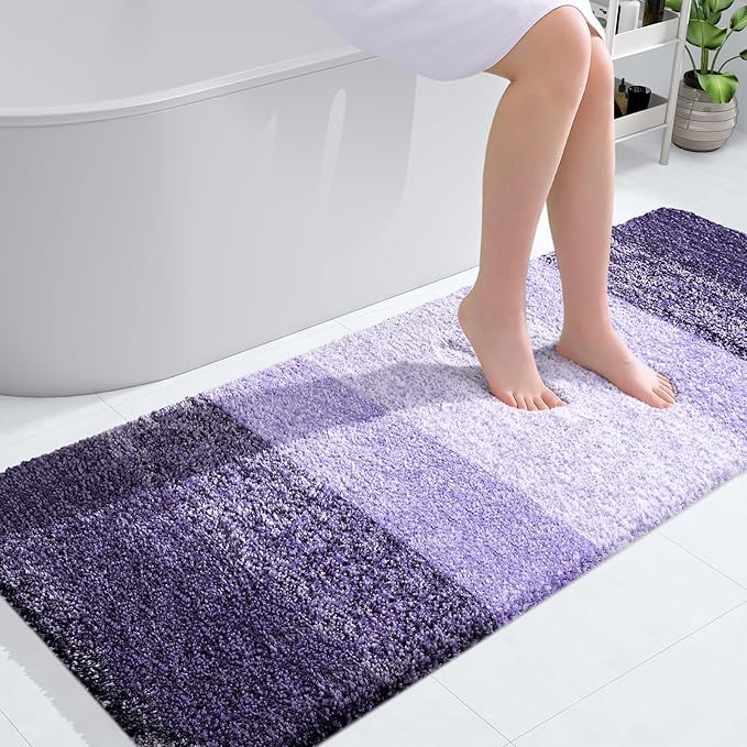 OLANLY Large Bathroom Rugs Mat 40x24, Extra Soft Absorbent Microfiber Bath Rugs, Rubber Backing, Quick Dry, Machine Washable Bath Mat for Bathroom Floor, Tub and Shower, Home Decor Accessories, Violet