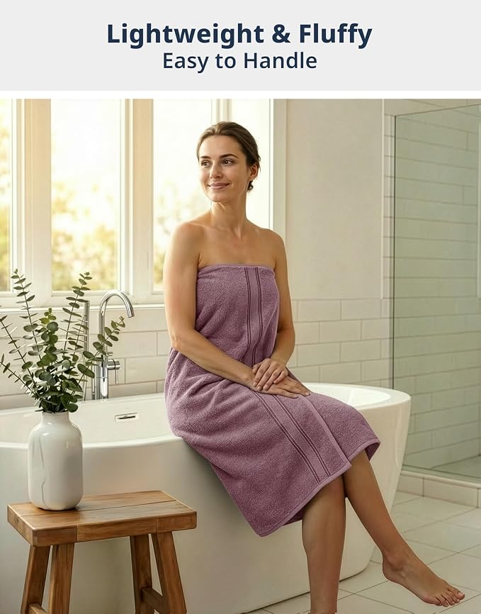 LANE LINEN 100% Cotton Bath Sheets - Zero Twist Cotton - Advanced Weaving Technique - Set of 4 (35" x 66") Turkish Towels Set - Quick Dry, Super Soft & Absorbent - Large Bath Towel Set - Wistful Mauve
