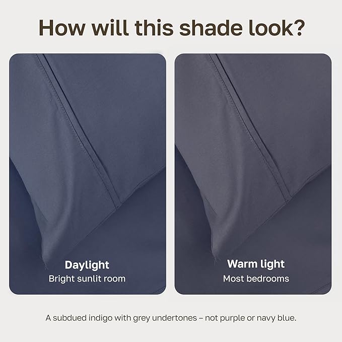 California Design Den 3 Pc Full/Queen Duvet Cover Set - Winner Good Housekeeping Best Bedding Awards 2025, 400 Thread Count Sateen, 100% Cotton, Button Closure, Corner Ties - Indigo Dusty Blue