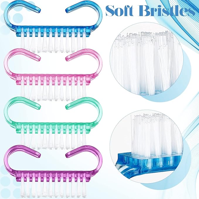 Bokon 400 Pcs Handle Grip Nail Brush Bulk Hand Fingernail Scrub Cleaning Brushes for Toes and Nails Cleaner, Pedicure Scrubbing Tool Kit for Men and Women（Multicolor）