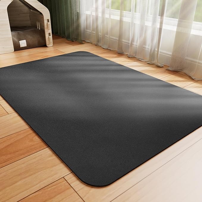 HotLive Dog Food Mat - Absorbent Cat Mat for Food and Water, No Stains Pet Feeding Bowl Mat, Easy to Clean Pet Placemats, Quick Dry Dog Water Dispenser Mat for Messy Drinkers | Black 18"x 34"