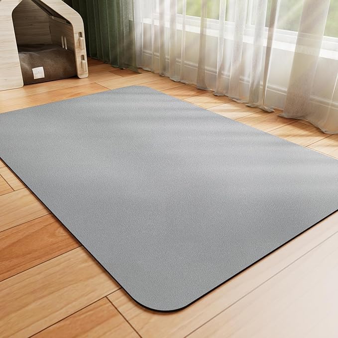 HotLive Dog Food Mat - Absorbent Cat Mat for Food and Water, No Stains Pet Feeding Bowl Mat, Easy to Clean Pet Placemats, Quick Dry Dog Water Dispenser Mat for Messy Drinkers | Grey 12"x 19"