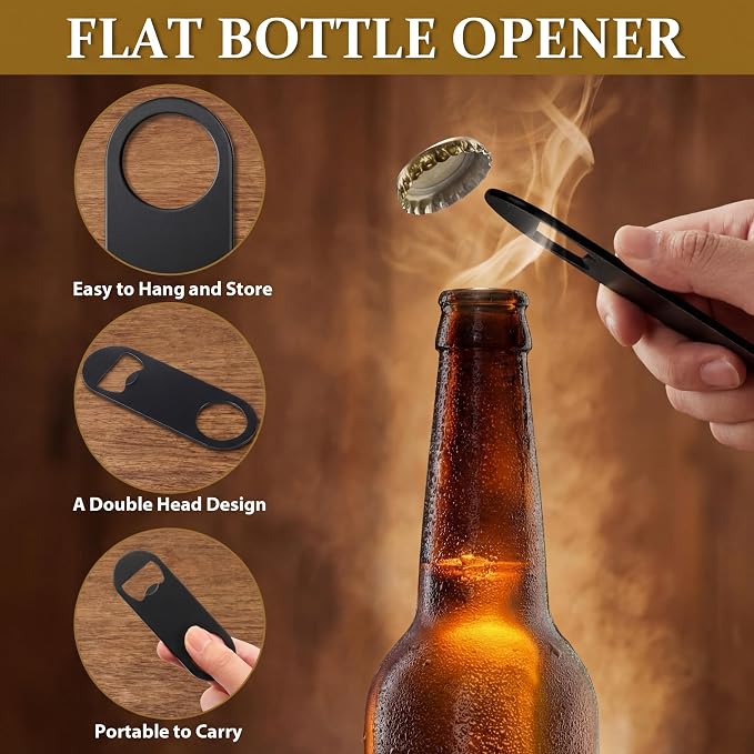 Bottle Openers Stainless Steel Flat Bottle Opener Bulk 3.4 x 1.3 Inches Bartender Beer Key Soda Can Mini Speed for Kitchen, Bar or Restaurant (Black,25 Pcs)