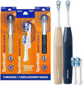 Spinbrush Smart Clean Electric Toothbrush for Adults – Value Pack 2 Brushes + 2 Replacement Heads, Battery Powered, Removes Plaque, Reduces Stains 50%, 2-Min Auto Shutoff, Soft Bristles
