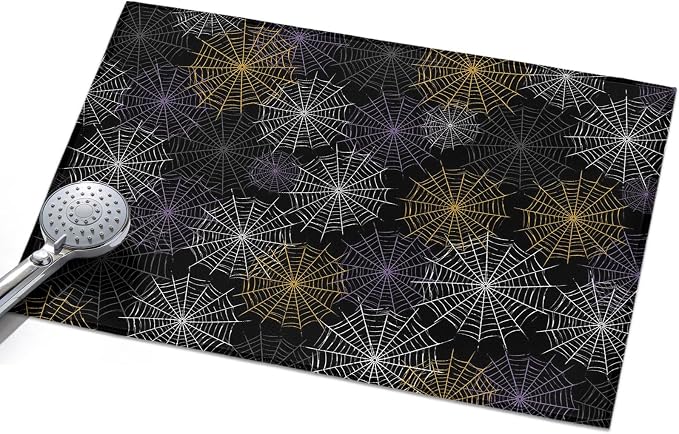 Entryway Area Rug 2'x3', Black Halloween Washable Small Area Rugs for Kitchen Bathroom Bedroom Office Laundry, Purple White Yellow Net Classic Black Door Mat Indoor Entrance Floor Throw Carpet
