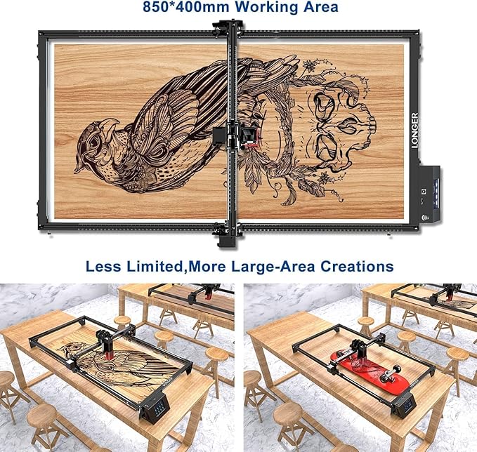 Longer New Upgrade RAY5 20W with Air Pump,Y-AxisExtension Kit,32-bit Motherboard, App Offline Control, DIY Engraver Tool for Metal/Glass/Wood