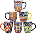 vancasso SIMI 16 oz Large Coffee Mugs Set of 6 – Bohemian Ceramic Cups with Handle, Perfect for Latte, Tea, Hot Chocolate, Dishwasher & Microwave Safe Ideal Gift
