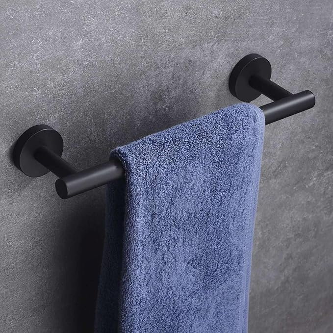 12 Inches Matte Black Towel Bar Bathroom Hardware 304 Stainless Steel Wall Mounted Kitchen Towel Holder Cloths Hanger