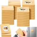Vesici 24 Pcs Magnetic Bottle Opener 2.5in DIY Bamboo Square Shape Beer Openers Wooden Fridge Magnet Refrigerator Sticker Gift for Beer Lover Wedding Guest Kitchens Bars Parties