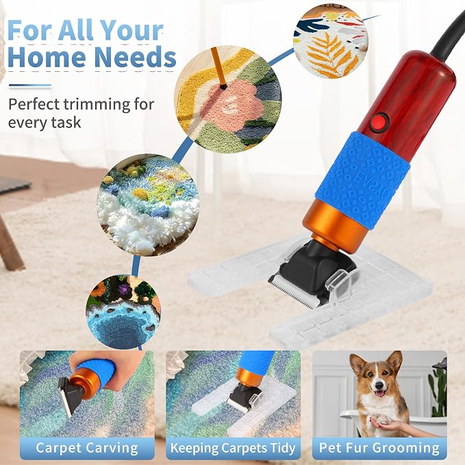 Tufting Gun with Carpet Trimmer Kit, Rug Gun with Tufting Shears, 2 in 1 Tufting Gun Cut & Loop Pile, Rug Making Kit with Trimmer, Yarn, Tufting Cloth