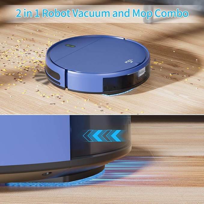 Robot Vacuum and Mop Combo, 2 in 1 Robot Mop and Vacuum, Robotic Vacuum Cleaner with WiFi/App, 2000Pa Suction, 230ML Water Tank, Self-Charging, Slim, Ideal for Hard Floor, Low Pile Carpet, Pet Hair