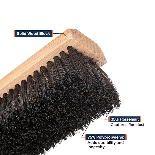 SPARTA Flo-Pac Horsehair Floor Sweep, Floor Brush for Cleaning, 24 Inches, Black