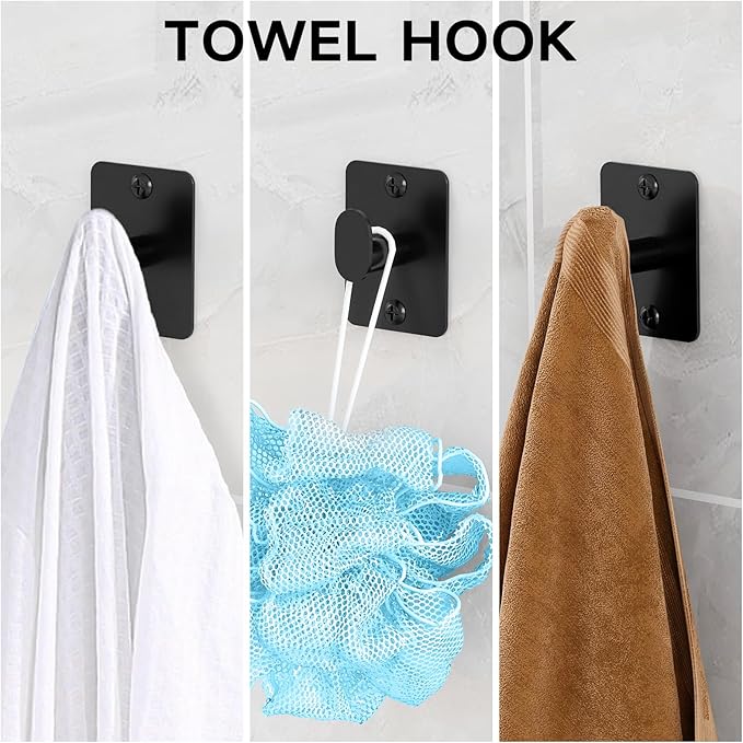 KLJKPA 20 Pieces Bathroom Hardware Set, Black Bathroom Accessories Set, 24 inch Towel Bar, Towel Racks for Bathroom, Robe Towel Hooks, Toilet Paper Holder Wall Mounted