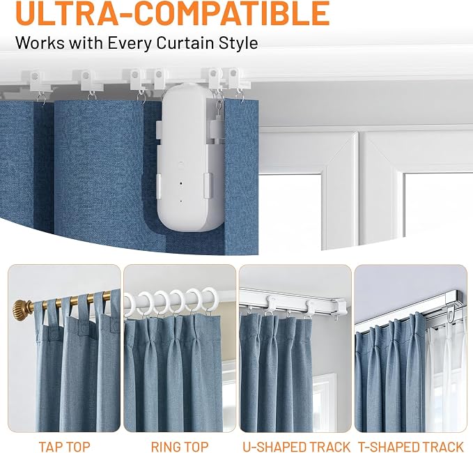 Automatic Curtain Opener, Upgrade Remote Contro,Compatible with Alex | Smart Curtain Opener,Compatible with Google Home ,Compatible Roman T/U/Tracks,Easy Install,Suitable for Home Office Elderly