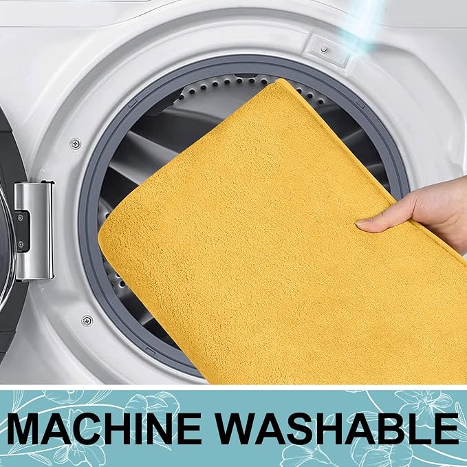 Smiry Memory Foam Bath Mat 59x20, Extra Soft and Absorbent Bathroom Mats, Non Slip Washable Carpet for Floor, Shower and Tub, Yellow