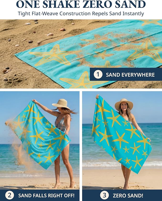LANE LINEN Turkish Beach Towels for Women, 6 Pcs, Extra Large - Coastal Mix | Large 39"x71", Pre-Washed - No-Shrink, Sand-Free - Quick Dry, Lightweight - Soft Beach Bath Towels, Vacation Essential