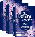 Downy Calm Mega Dryer Sheets, Large Fabric Softener Sheets for Laundry , Static Guard & Softness Boost, Laundry Dryer and Fabric Sheets, 180 Count