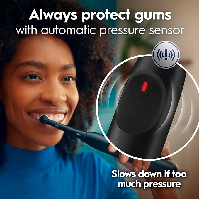 Oral-B Rechargeable Electric Toothbrush, iO2, 3 Cleaning Modes, Automatic Pressure Sensor to Protect Gums, Night Black