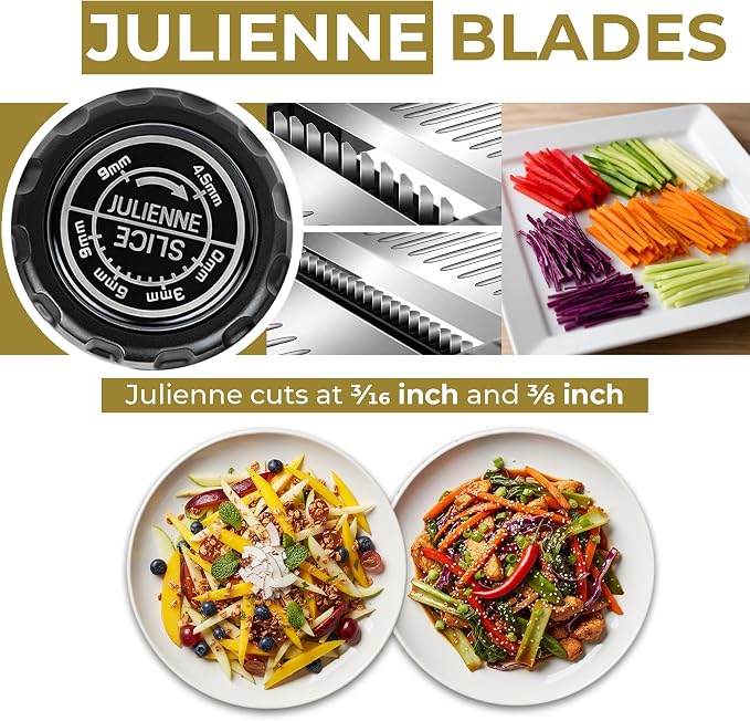 Gramercy Adjustable Mandoline Slicer for Kitchen, Potato Cutter, Vegetable Chopper, Mandolin, Cucumber Slicer- INCLUDING one Pair Cut-Resistant Gloves and Waffle Fry Cutter