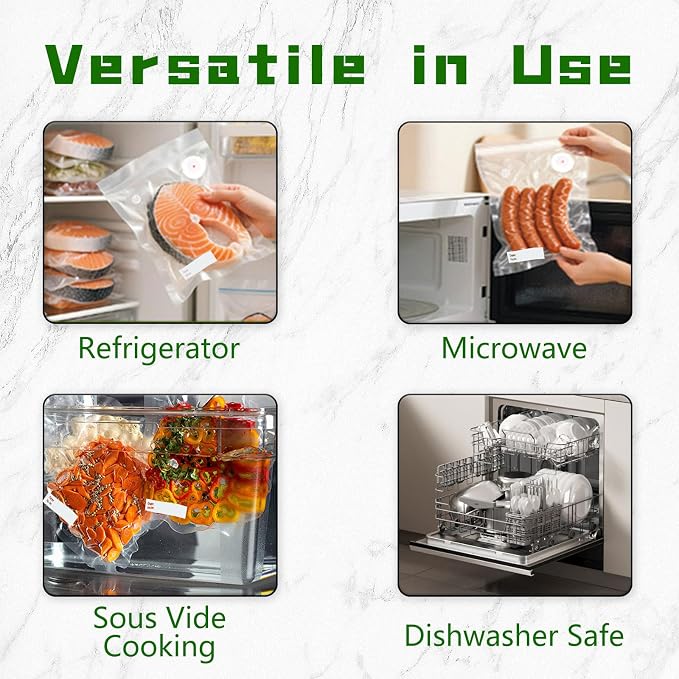 30-Pack Medium Vacuum Sealer Bags & 2 Bonus Sealing Clips, Compatible with Chef Preserve – BPA-Free (10 x 11 in) Reusable Food Storage Bags for Freezer, Microwave, Sous Vide – Leak-Proof