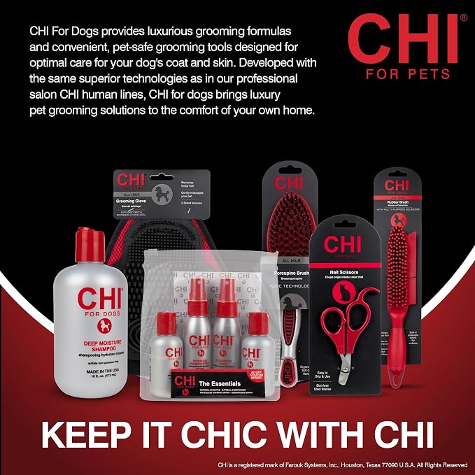 CHI for Dogs Rubber Fur Accumulator Brush, Dog Grooming Tool for Removing Loose Hair and Lint from Coats Furniture Clothing and Car Seats, Flexible Rubber Bristles, Easy Clean Grooming Brush