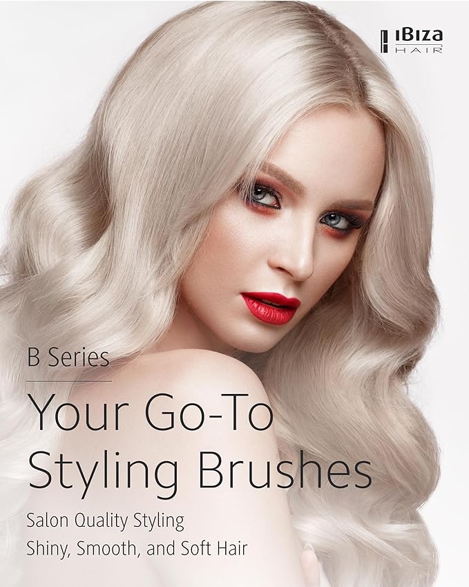 Ibiza Hair Boar Bristle Round Brush (B7-70mm) | Blonde Bristles & Cork Handle | Ideal for Color Treated Tresses | Big Waves or Tight Curls | Adds Shine & Texture for Long Styles & Large Sections
