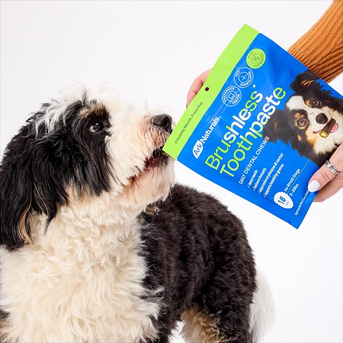 Ark Naturals Brushless Toothpaste Dog Dental Chews - Small Breeds (18 ct) | Vet Formulated Dog Dental Chew with Toothpaste Center - Freshens Breath, Reduces Plaque & Tartar