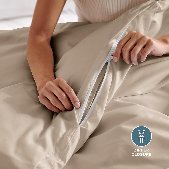 Bare Home Bedding Duvet Cover Queen Size - Premium 1800 Super Soft Collection - Lightweight, Cooling - Soft Breathable Bedding Duvet Cover (Queen, Pebble)