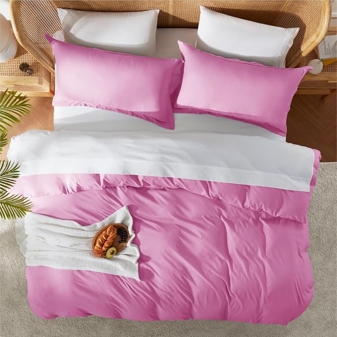 Nestl Twin Duvet Cover Set - Soft Double Brushed Light Pink Duvet Cover Twin XL, 2 Piece, with Button Closure, 1 Duvet Cover 68x90 inches and 1 Pillow Sham