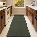 IM HOME Waffle Bath Mat Dark Green 5'x2', Boho Woven Modern Bath Mat Rugs, Absorbent Non Slip Bathroom Rugs, Soft Washable Bath Rugs with Tassels for Bathroom, Bedroom, Kitchen, Shower, Tub