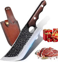 DRGSKL Hand Forged Meat Cleaver Knife with Belt Sheath and Gift Box | Japanese ATS-34 Steel, Hand Forged Full Tang Knife, Ebony Handle, Belt Sheath, Gift Box, Anti-stick Pounding Texture
