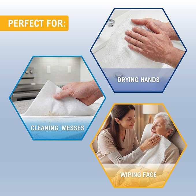 MED PRIDE Disposable Dry Wipes for Adults, Hospital Grade Washcloths, Soft and Absorbent, Ideal for Incontinence Care, 800 Count, 11in X 12in
