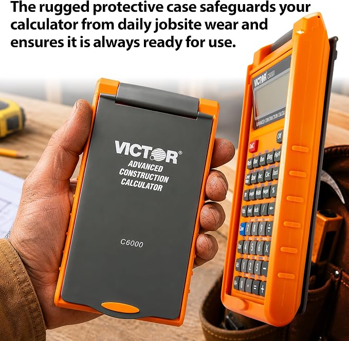 Victor C6000 Advanced Construction Calculator with Protective Case Displays in Fractional or Dimensional Forms Perfect for Carpenters, Renovators,Builders, Contractors, Estimators