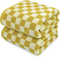 Jacquotha Luxury Bath Towels - Pack of 2, Mustard Yellow Checkered | Cotton Fall Bathroom Towels Sets for Body Drying 55x27.5 Inches
