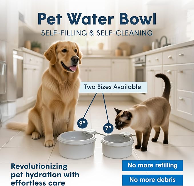 Always Full® 7" Self-Refilling Cat Water Bowl & Bottle Pump Bundle | Self-refilling filtered water with app-enabled hydration monitoring; easily upgradeable to the Always Full® Wall Unit.