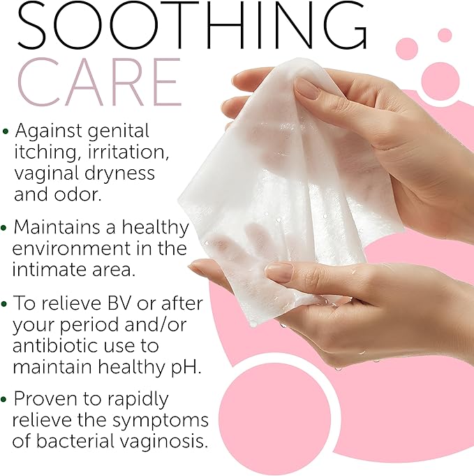 Bacterial Vaginosis Feminine Wipes for Odor, Itching, Burning & Discharge | Vaginal Wipes Helps with Vaginal Microbiota Imbalance | Intimate Health & Hygiene | 48 Flushable Wipes Pack of 4