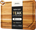 13'' Teak Wood Cutting Board for Kitchen Non Slip Over Sink Charcuterie Board Serving Heavy Duty Non Toxic Wooden Chopping Board Thick Haus Organic Edge Grain Wood House Warming Hostess Host Gift