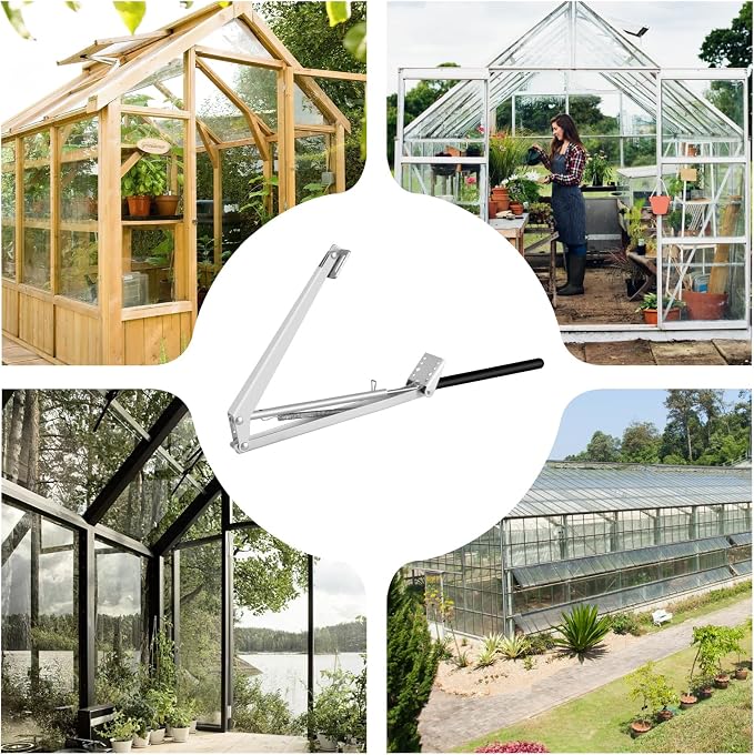 Greenhouse Vent Automatic Opener Auto Roof Vent Opener Greenhouse Window Opener Solar Heat Sensitive Auto Vent Kit for Ventilation Greenhouse Accessories Gardening Tools (4, Silver+Black)