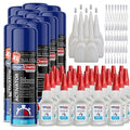 Magic Chems CA Glue with Activator (24 x 3.5 oz + 12 x 16.9 fl oz), Cyanoacrylate Glue and Activator, Super Glue with Activator, CAGlue and Accelerator, Medium (12 Pack)