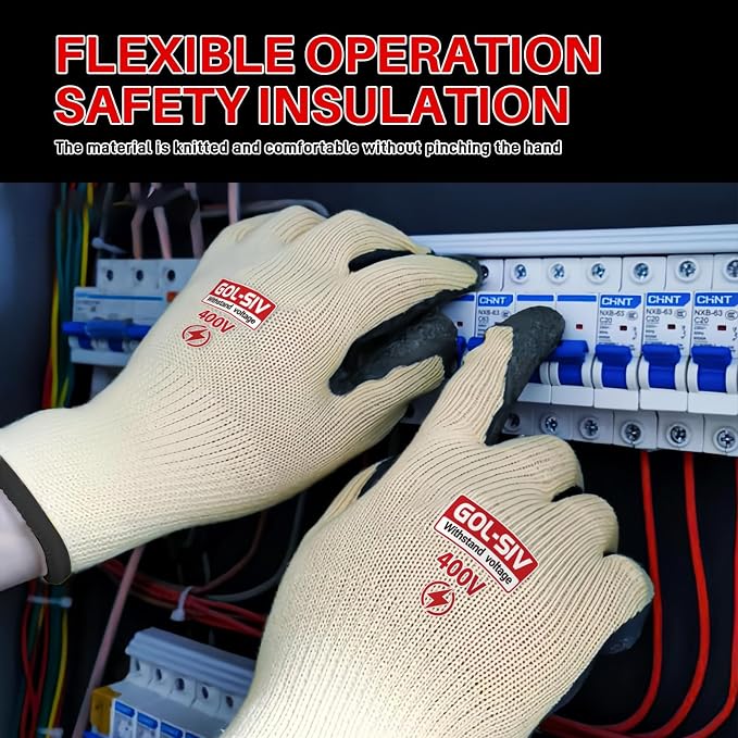 Electrical Insulated Gloves XL - 400V Low Voltage Electrician Safety Gloves, Rubber Non Slip Work Gloves For Men