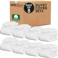 California Design Den Bulk Pack of 8 Twin/Twin XL Size Duvet Cover Sets - 400 Thread Count 100% Cotton Sateen, Case Includes 8 Duvet Covers and 8 Pillow Shams (White)