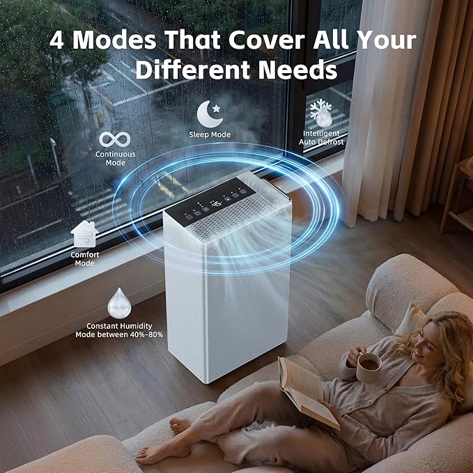 Uthfy 5500 Sq.Ft Dehumidifiers for Home and Basement, Max 100 Pint/Day Dehumidifier with Drain Hose, 24 H Timer & Child Lock, LED Panel, Ultra Quiet, whole house dehumidifiers for home, Bedroom