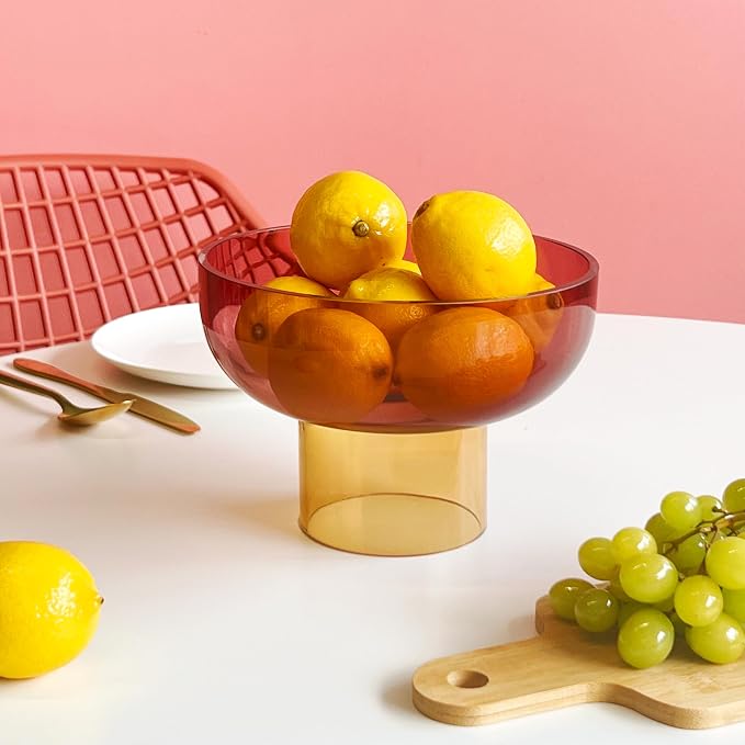 Cloudnola Reversible Decorative Glass Bowl, Pink and Yellow, 7" dia x 5", For Entertaining, Fruit Bowl, Centerpiece Bowl, Ideal Gift for Weddings, Birthday, Anniversary or Any Occasion