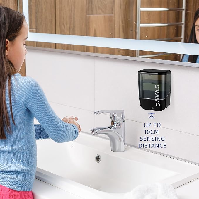 SVAVO Automatic Soap Dispenser Touchless, Hand Sanitizer Dispenser Wall Mount, Electric Sensor Battery Operated for Offices Home Kitchen Bathroom Hotel Restaurant Commercial, 34oz/1000ml Black