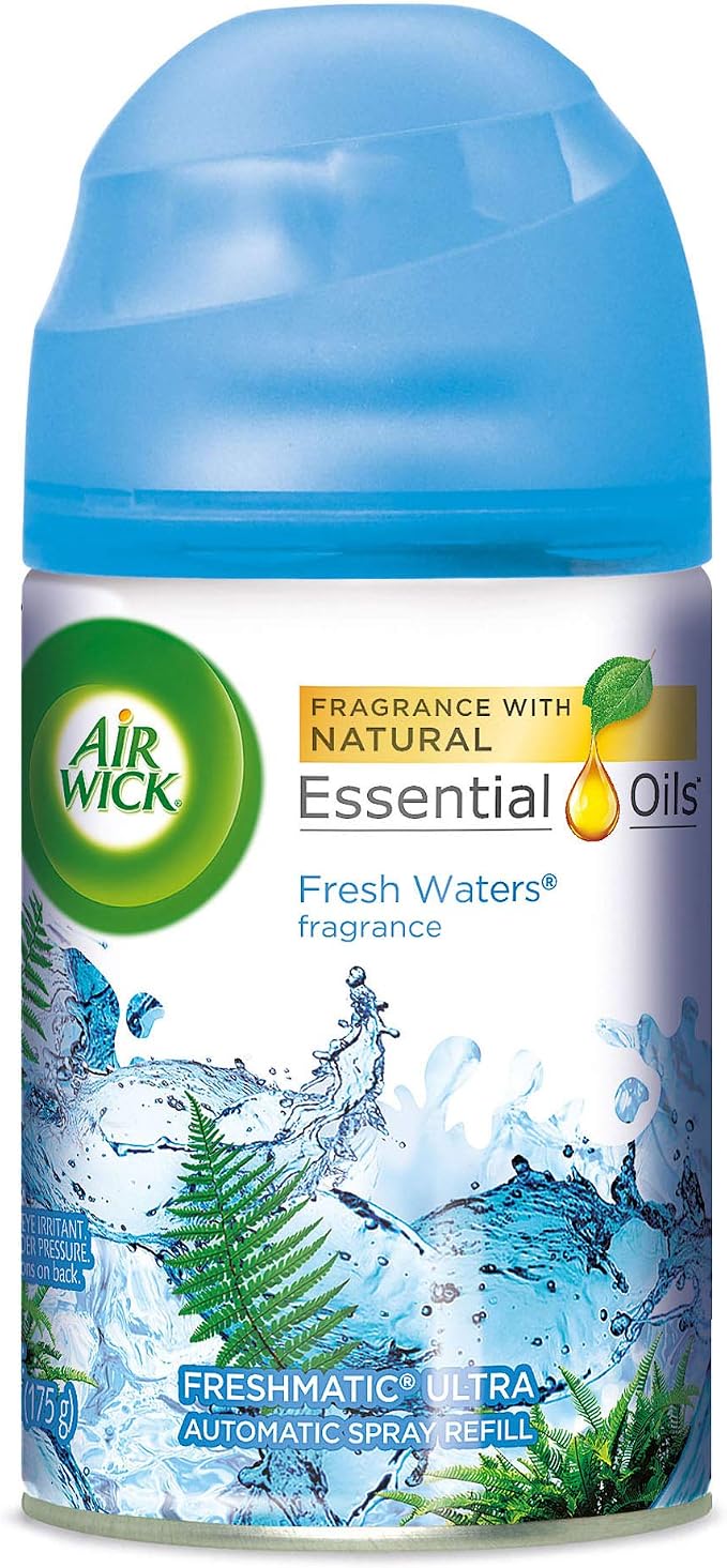 Air Wick Automatic Air Freshener Spray Refill, Pack of 6, Fresh Waters, Odor Neutralization, Essential Oils